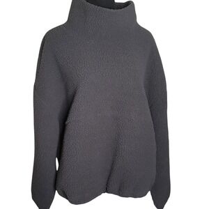 Womens Gray Sherpa Pullover XL Soft Teddy Fleece Cozy Sweatshirt